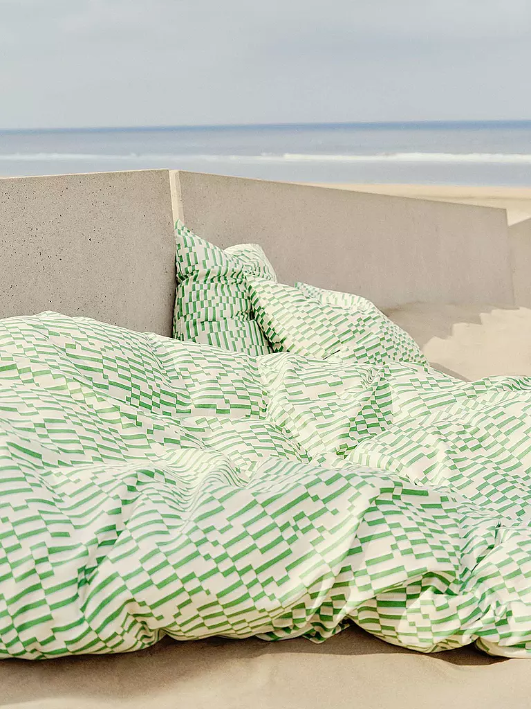 MARC O'POLO HOME | Biancheria da letto in raso HARPA 70x90cm/140x200cm Verde Felce | 