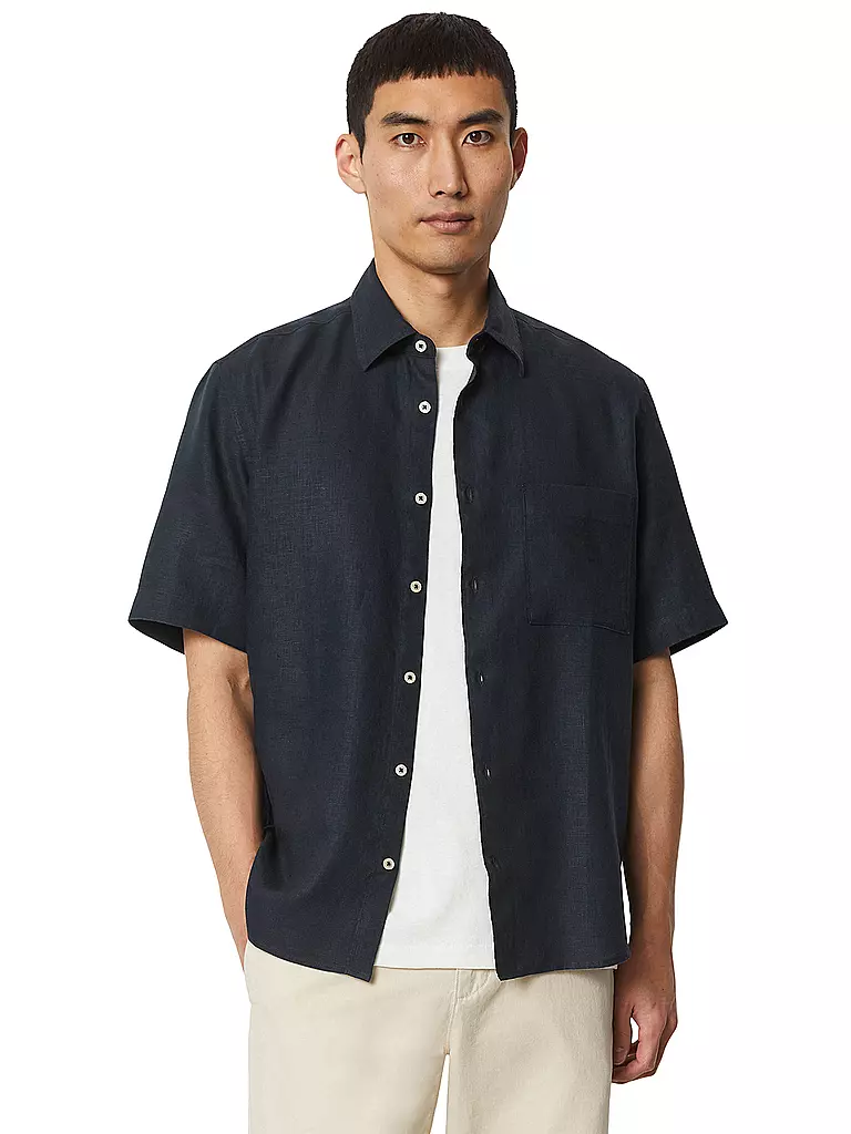 MARC O'POLO | Camicia di lino Regular Fit | Blu scuro