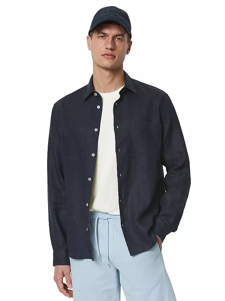 MARC O'POLO | Leinenhemd Regular Fit  | Blu scuro