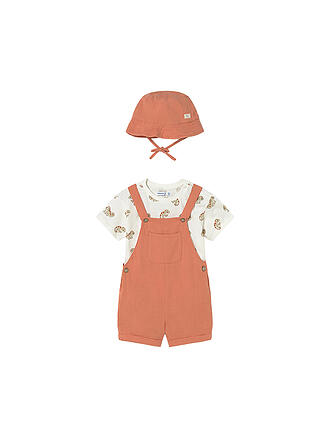 MAYORAL | Set neonato 3 pezzi salopette, T-shirt e cappello
