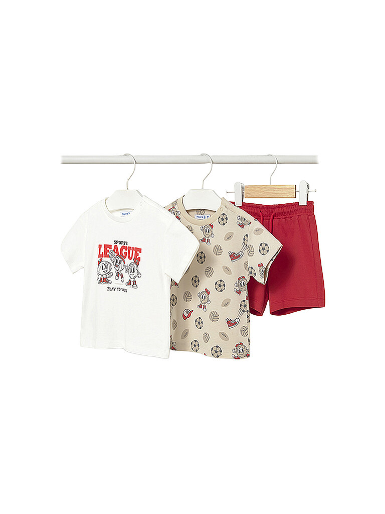 Set neonato 3 pezzi T-shirt e shorts rosso 74