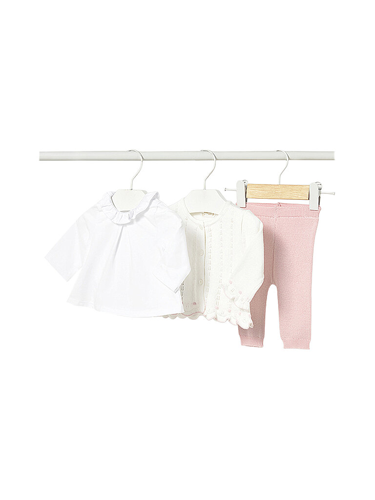 Set neonata 3 pezzi cardigan, maglietta a maniche lunghe e mutandina rosa 62