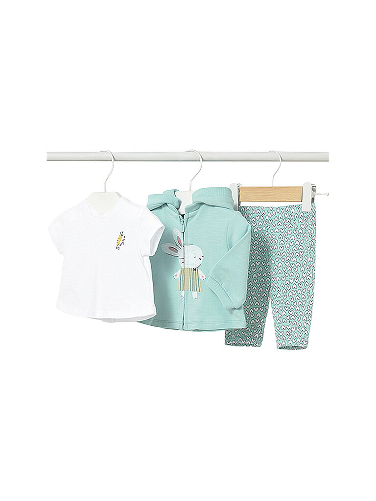 Set neonata 3 pezzi giacca, T-shirt con pantaloni turchese 62