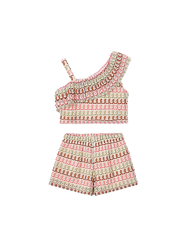 Set da bambina 2 pezzi composto da top e shorts crema 140