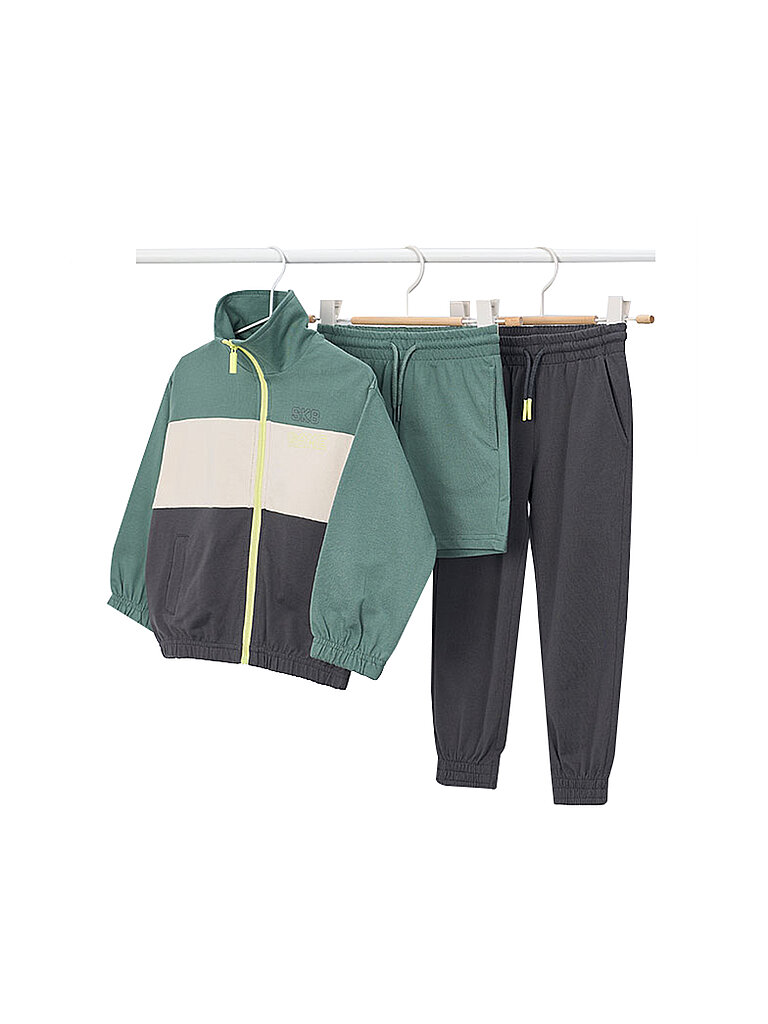 Set da ragazzo 3 pezzi giacca, pantaloni da jogging e shorts verde 104
