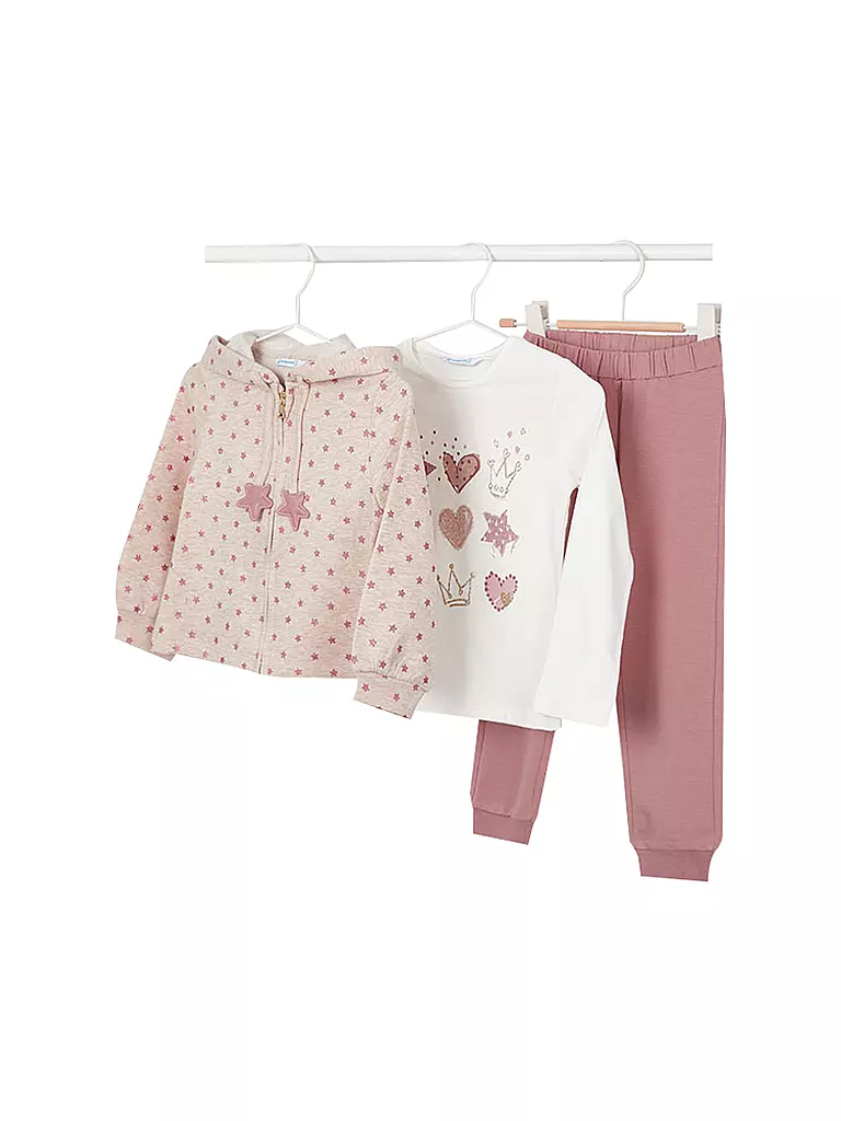 MAYORAL | Mädchen Set  3-teillig Sweatjacke, Langarmshirt und Jogginghose | Rosa