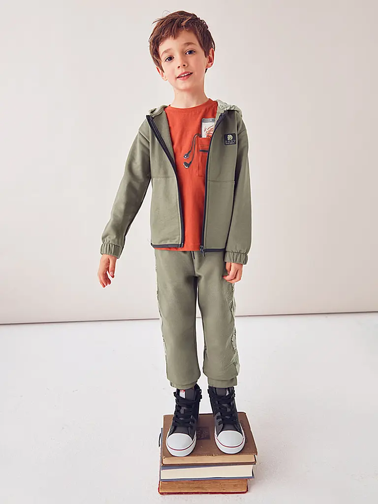 MAYORAL | Set da ragazzo 3 pezzi, felpa con zip e pantaloni da jogging | Grigio