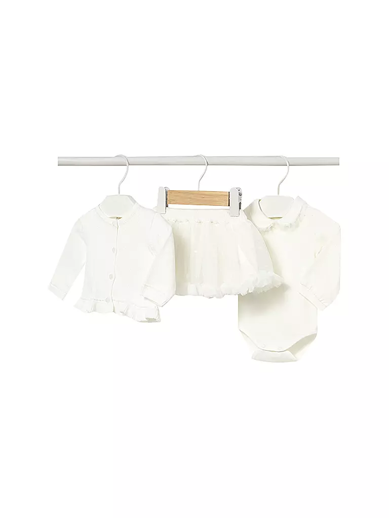 MAYORAL | Set neonata 3 pezzi, cardigan, body e gonna | Crema
