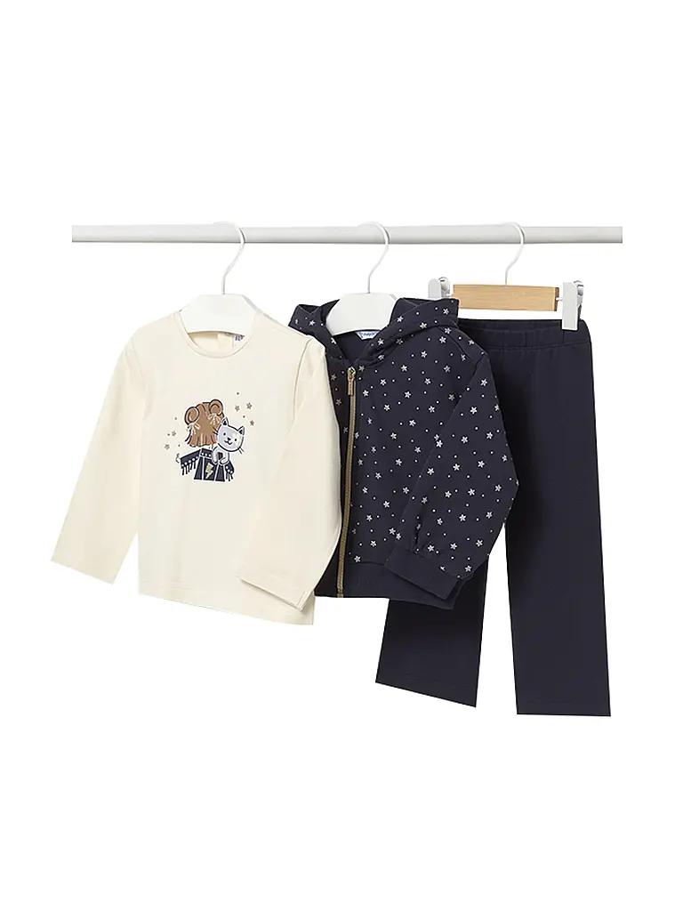 MAYORAL | Set neonata 3 pezzi giacca, maglietta a maniche lunghe, pantaloni | Blu scuro