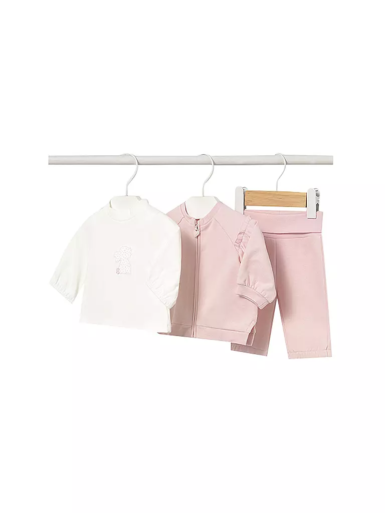 MAYORAL | Set neonata 3 pezzi giacca, maglietta a maniche lunghe e pantaloni | Rosa