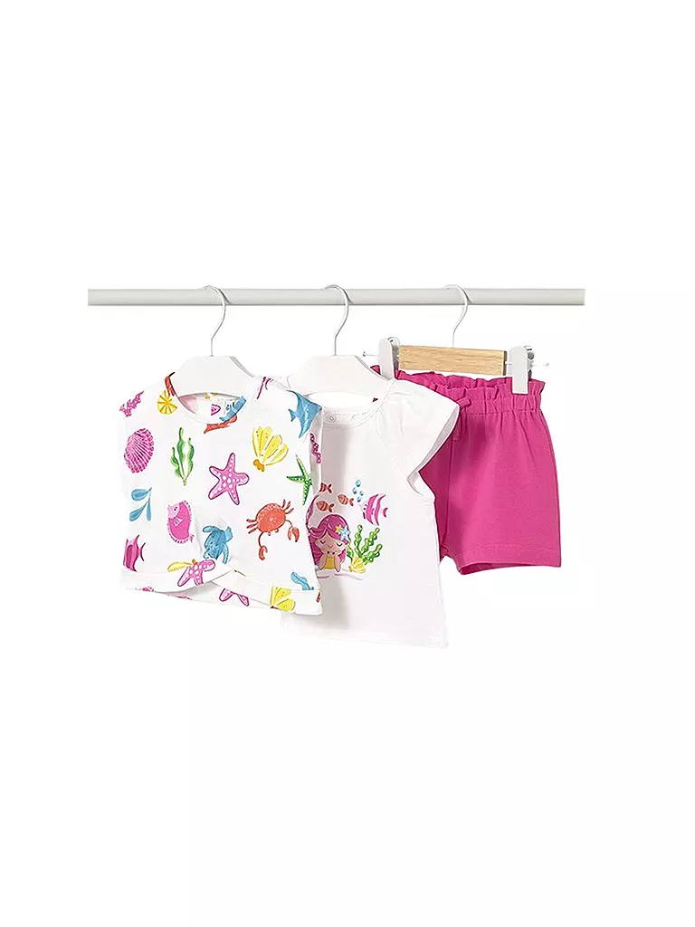 MAYORAL | Set neonata 3 pezzi T-shirt e shorts | Fucsia