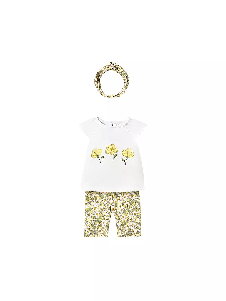 MAYORAL | Set neonato 3 pezzi T-shirt, cardigan e leggings | Giallo