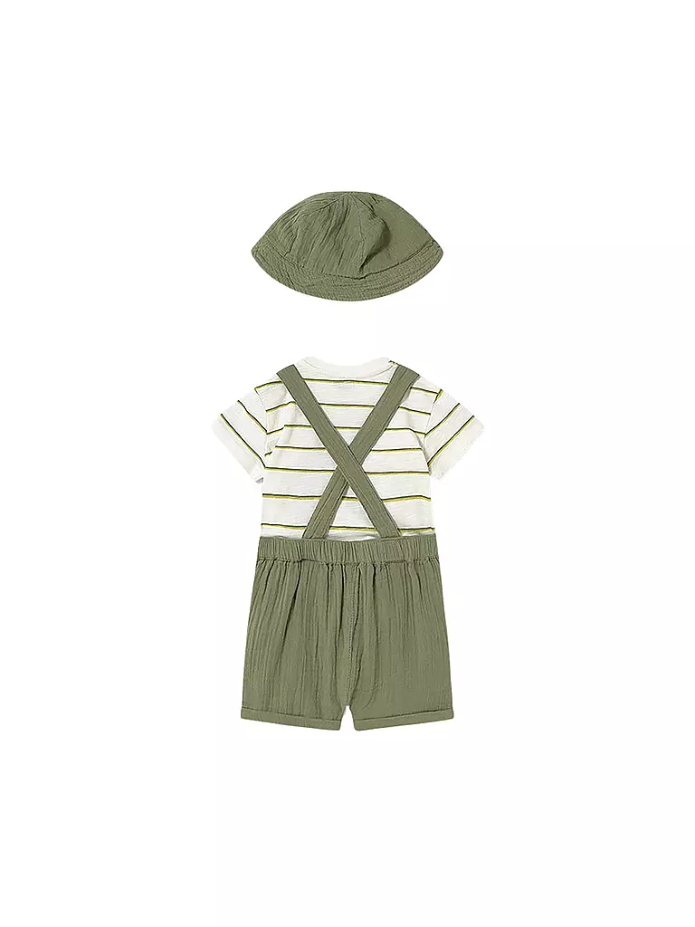 MAYORAL | Set neonato 3 pezzi T-shirt, salopette e cappello | 