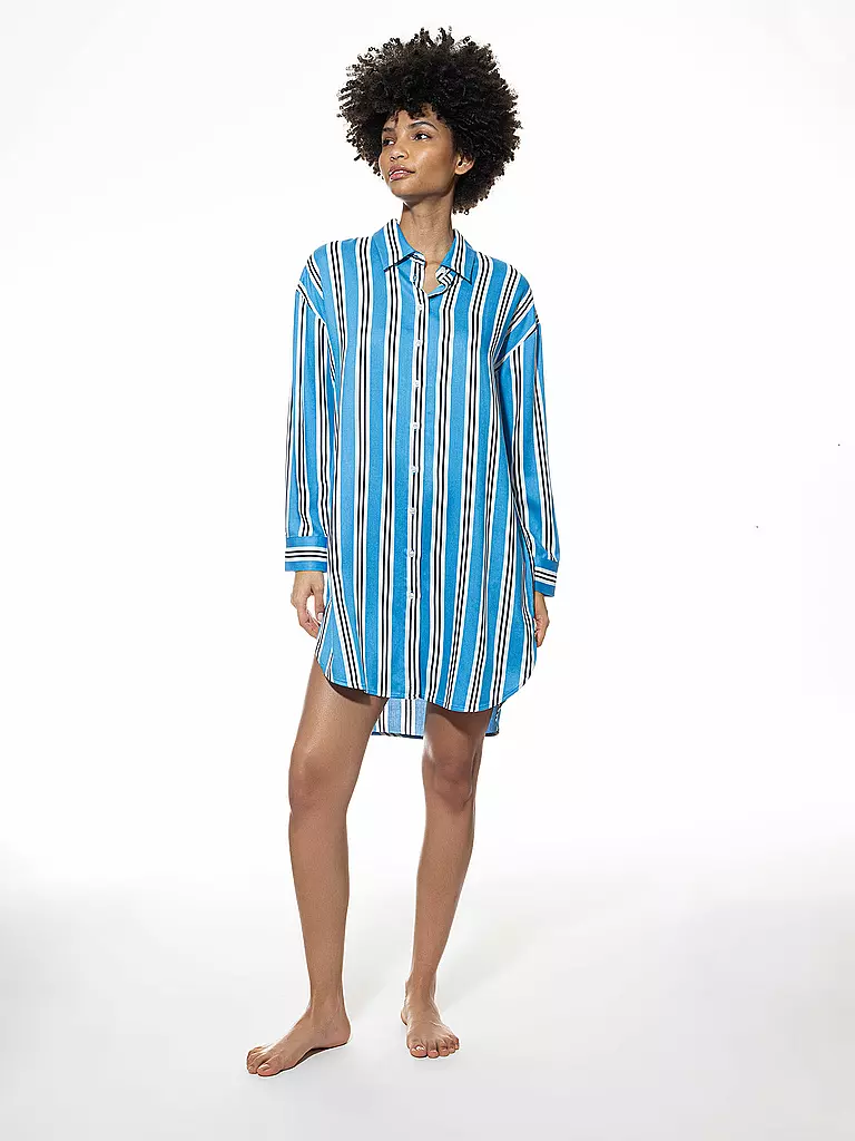 MEY | Camicia da notte - Sleepshirt CALMING STRIPES | Blu chiaro