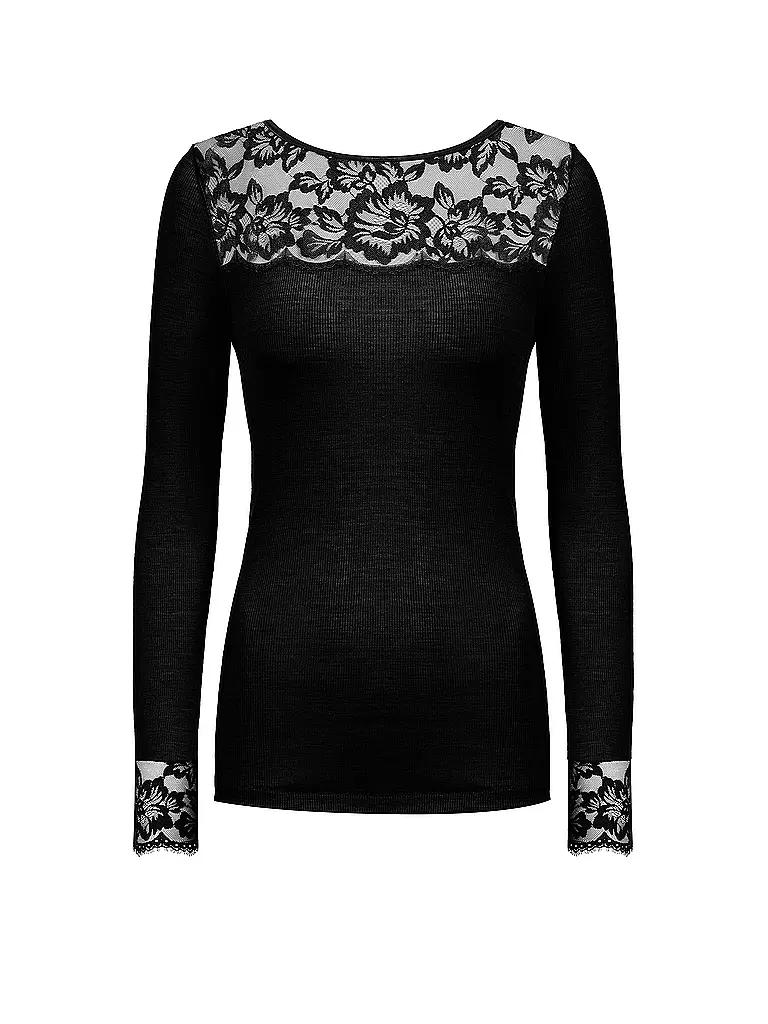 MEY | Langarmshirt - Loungeshirt LOVE | Nero
