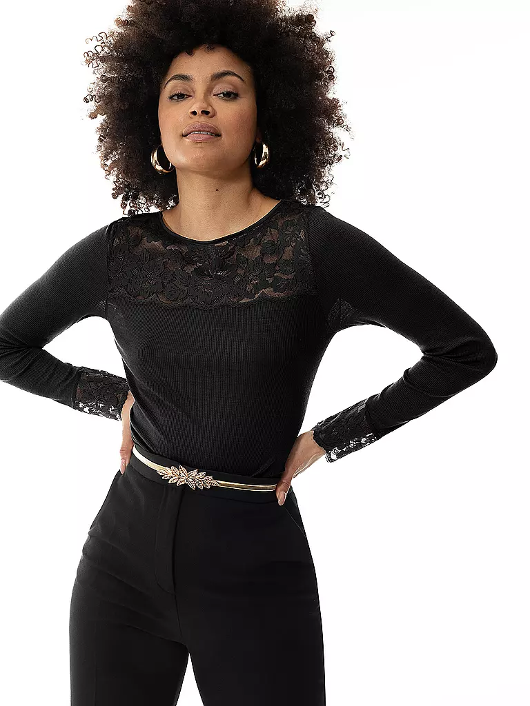 MEY | Langarmshirt - Loungeshirt LOVE | Nero