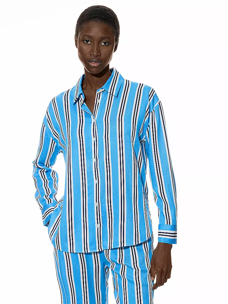 MEY | Langarmshirt CALMING STRIPES | Blu chiaro