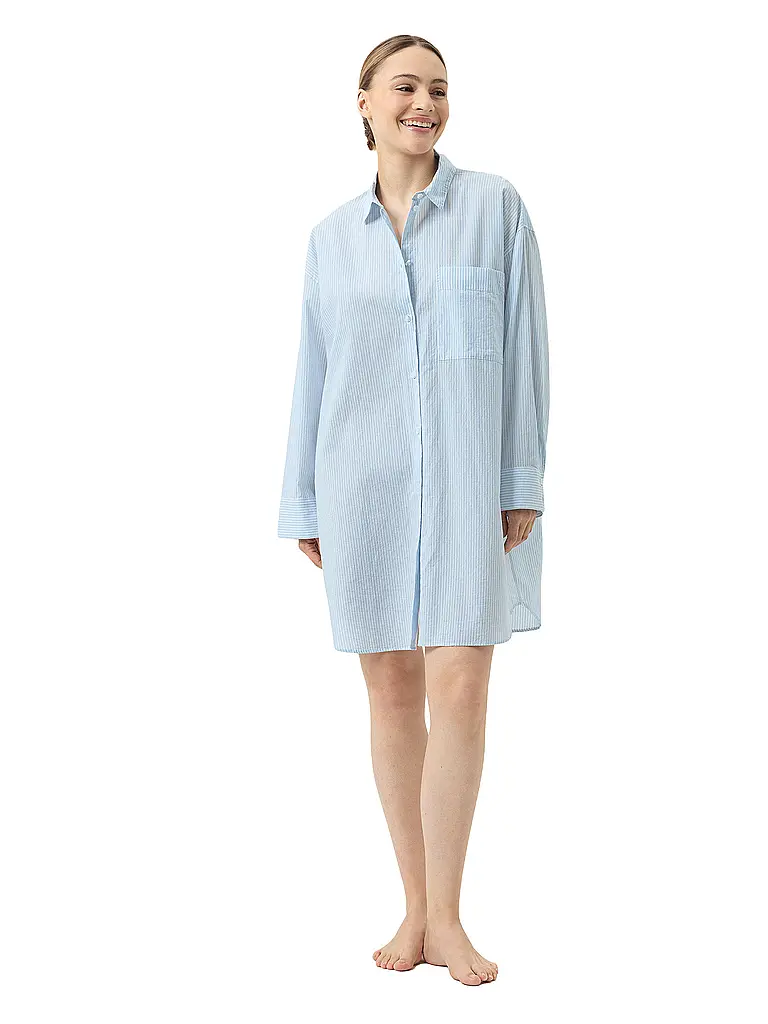 MEY | Nachthemd - Sleepshirt COTTON STRIPES | Blu chiaro