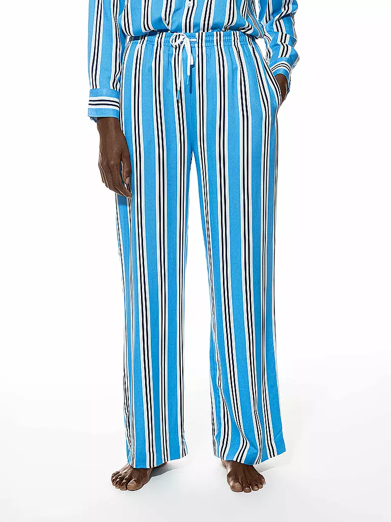 MEY | Pantaloni da pigiama CALMING STRIPES | Blu chiaro