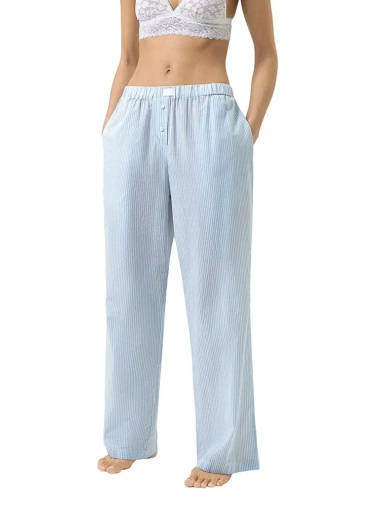 MEY | Pantaloni da pigiama COTTON STRIPES | Blu chiaro