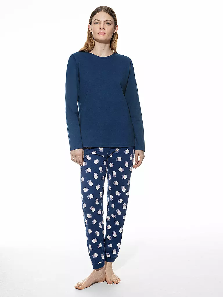 MEY | Pigiama SCRIBBLED DOTS | Blu scuro