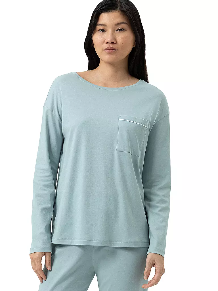 MEY | Pyjamashirt CLASSY NIGHTS waterscape | Blu chiaro