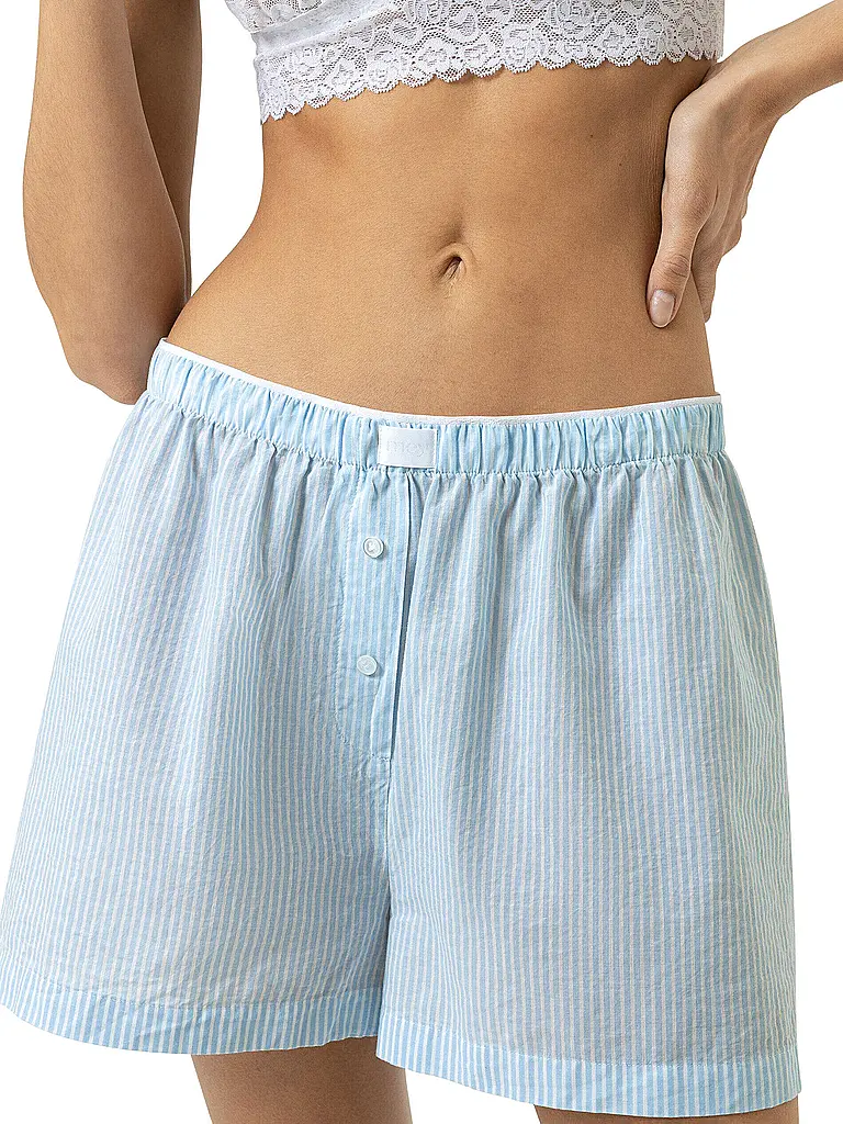 MEY | Pyjamashorts COTTON STRIPES powder blue | 