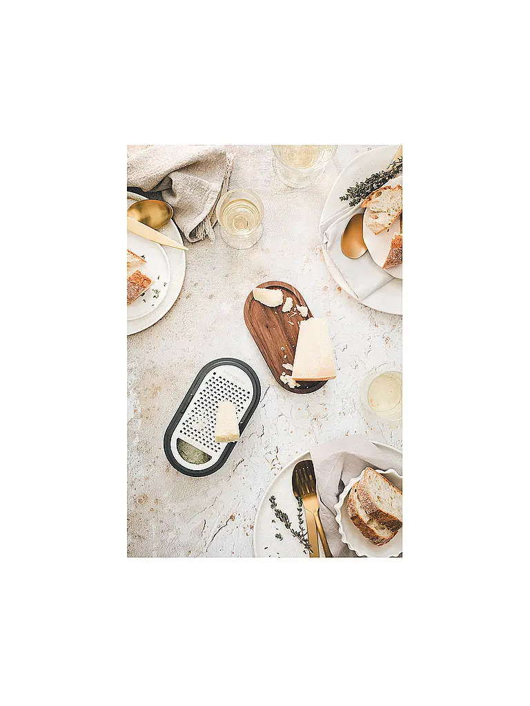 MICROPLANE | Grattugia manuale con contenitore Antracite / Noce | Grigio