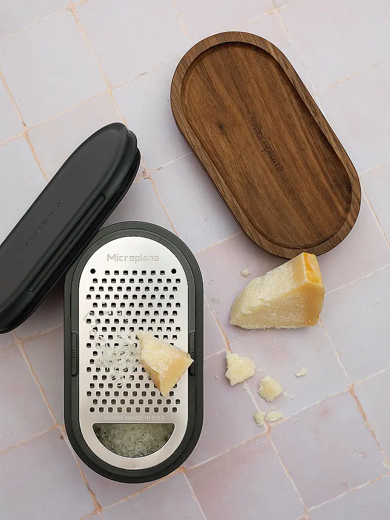 MICROPLANE | Grattugia manuale con contenitore Antracite / Noce | Grigio
