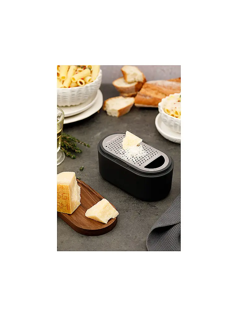 MICROPLANE | Grattugia manuale con contenitore Antracite / Noce | Grigio