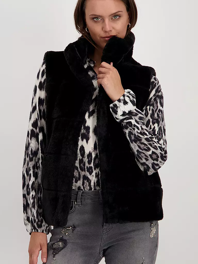 MONARI | Gilet in Felloptik | Nero