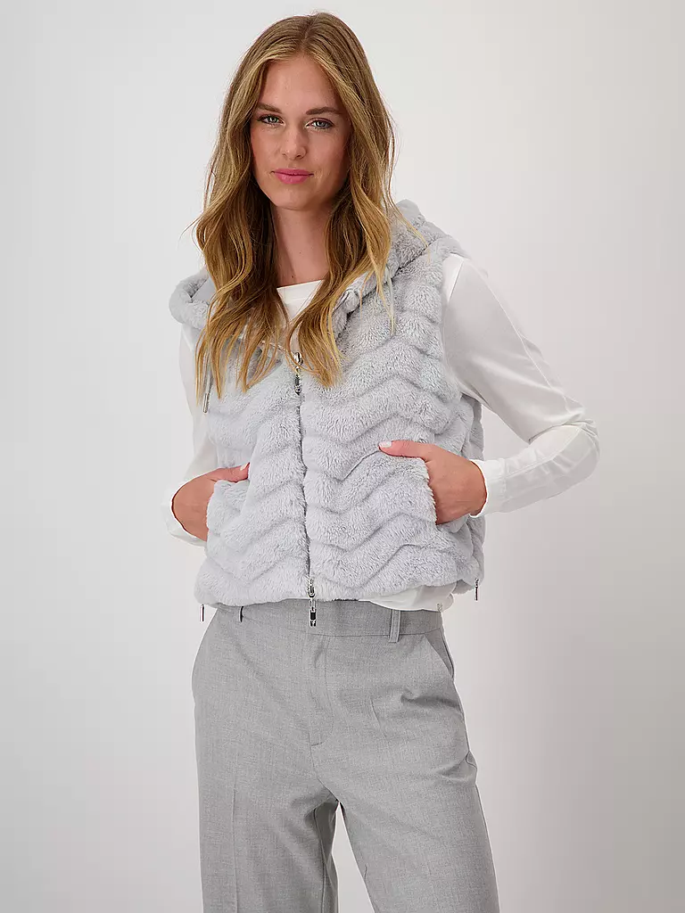 MONARI | Gilet in Felloptik | Grigio