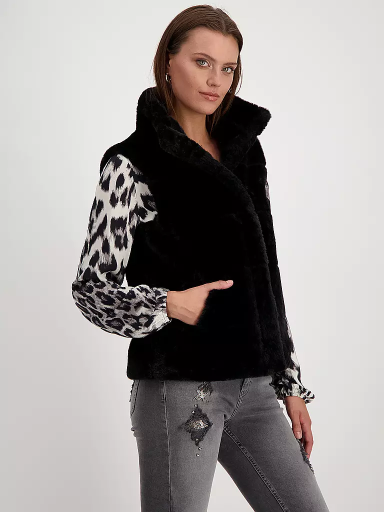 MONARI | Gilet in Felloptik | Nero