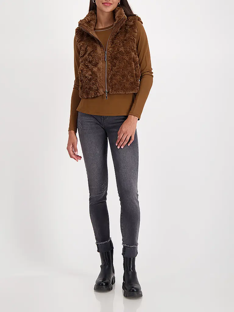 MONARI | Gilet in finta pelliccia | Marrone