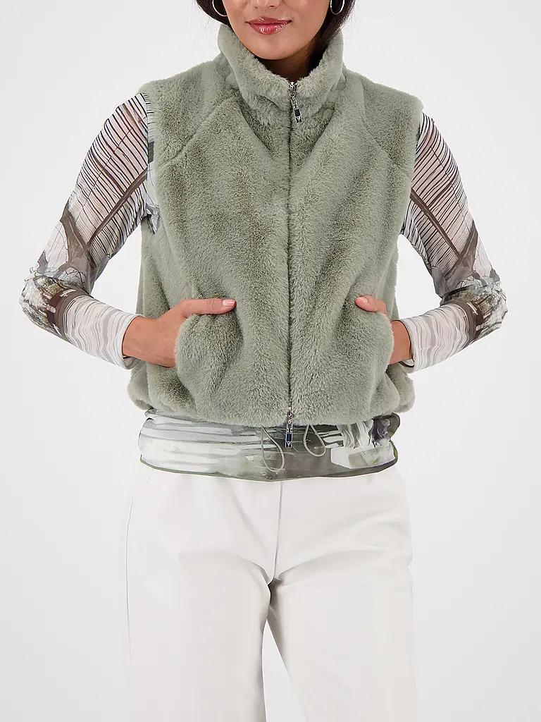 MONARI | Gilet in pelliccia sintetica | Oliva