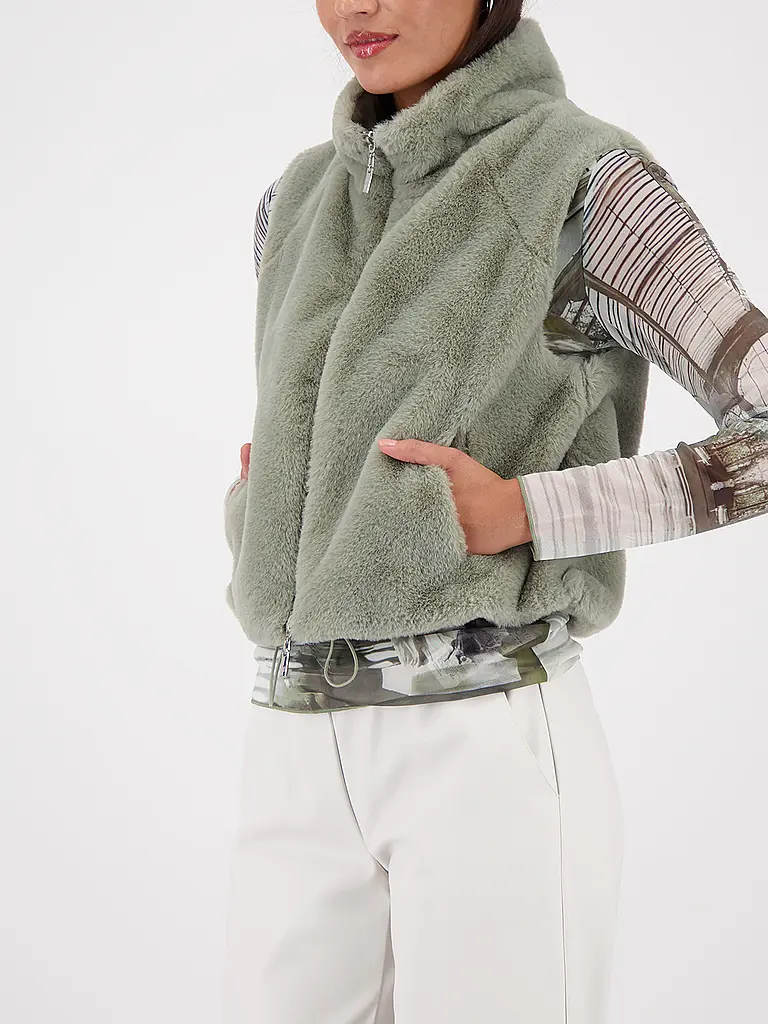 MONARI | Gilet in pelliccia sintetica | Oliva