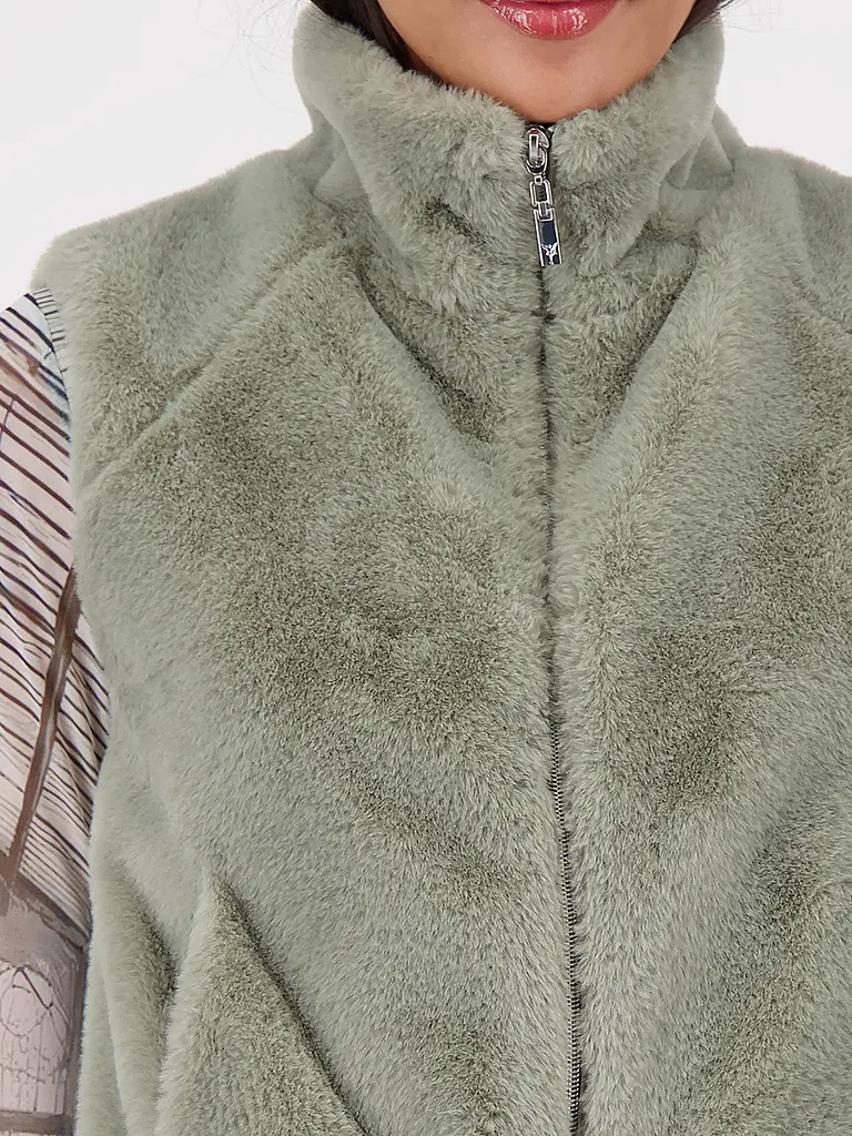 MONARI | Gilet in pelliccia sintetica | Oliva