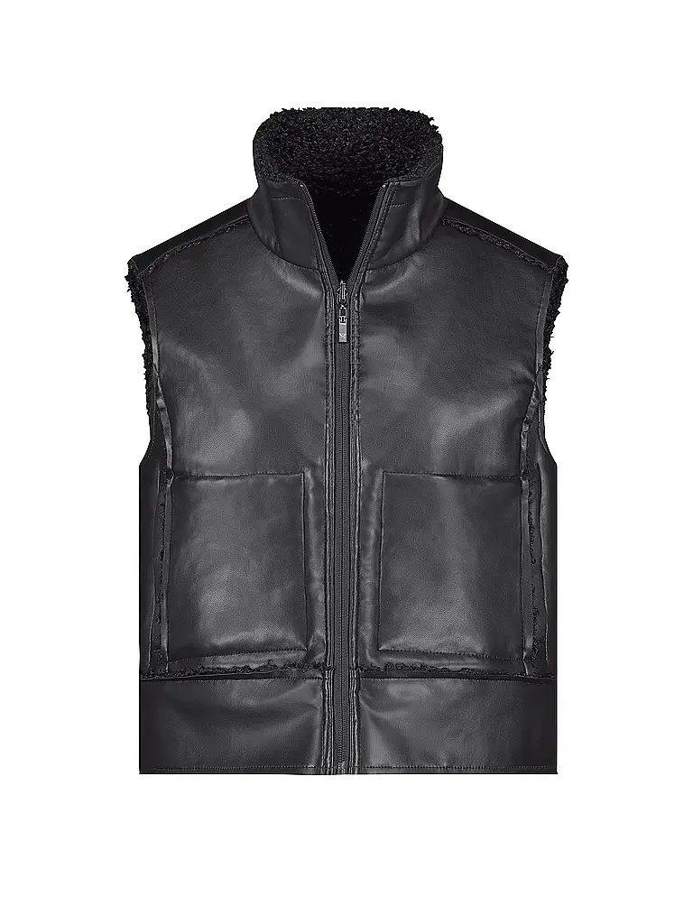 MONARI | Gilet reversibile effetto pelliccia | Nero