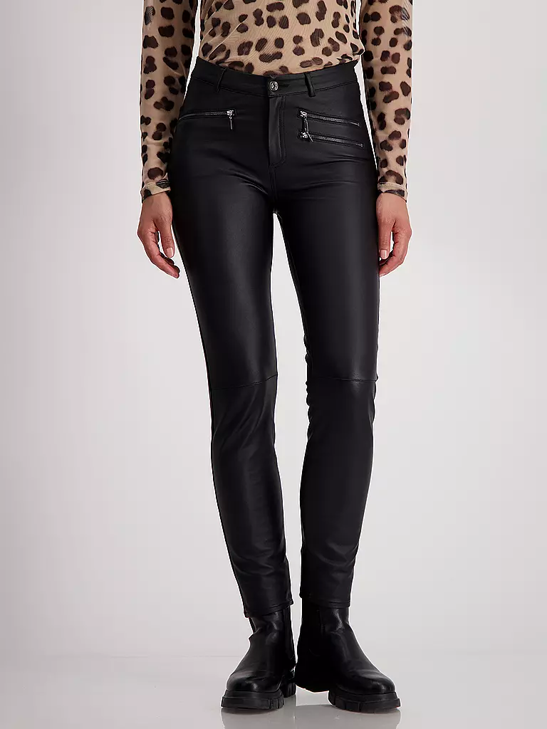 MONARI | Hose in Lederoptik  | Nero