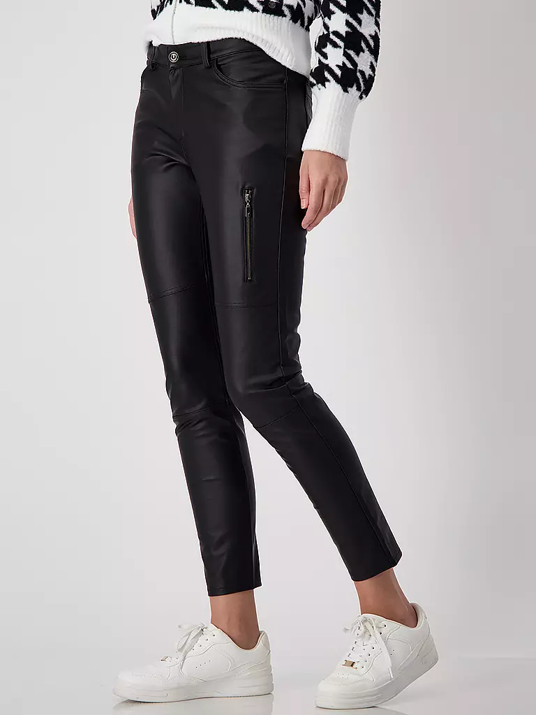 MONARI | Hose in Lederoptik  | Nero