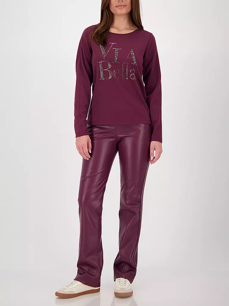 MONARI | Pantaloni effetto pelle | Rosso scuro