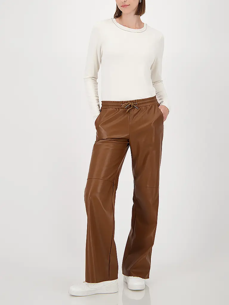 MONARI | Pantaloni effetto pelle | Marrone chiaro