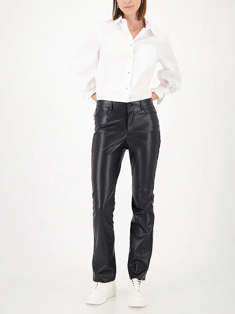 MONARI | Pantaloni effetto pelle | Nero
