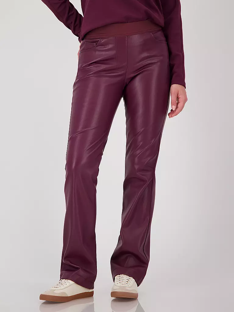 MONARI | Pantaloni effetto pelle | Rosso scuro