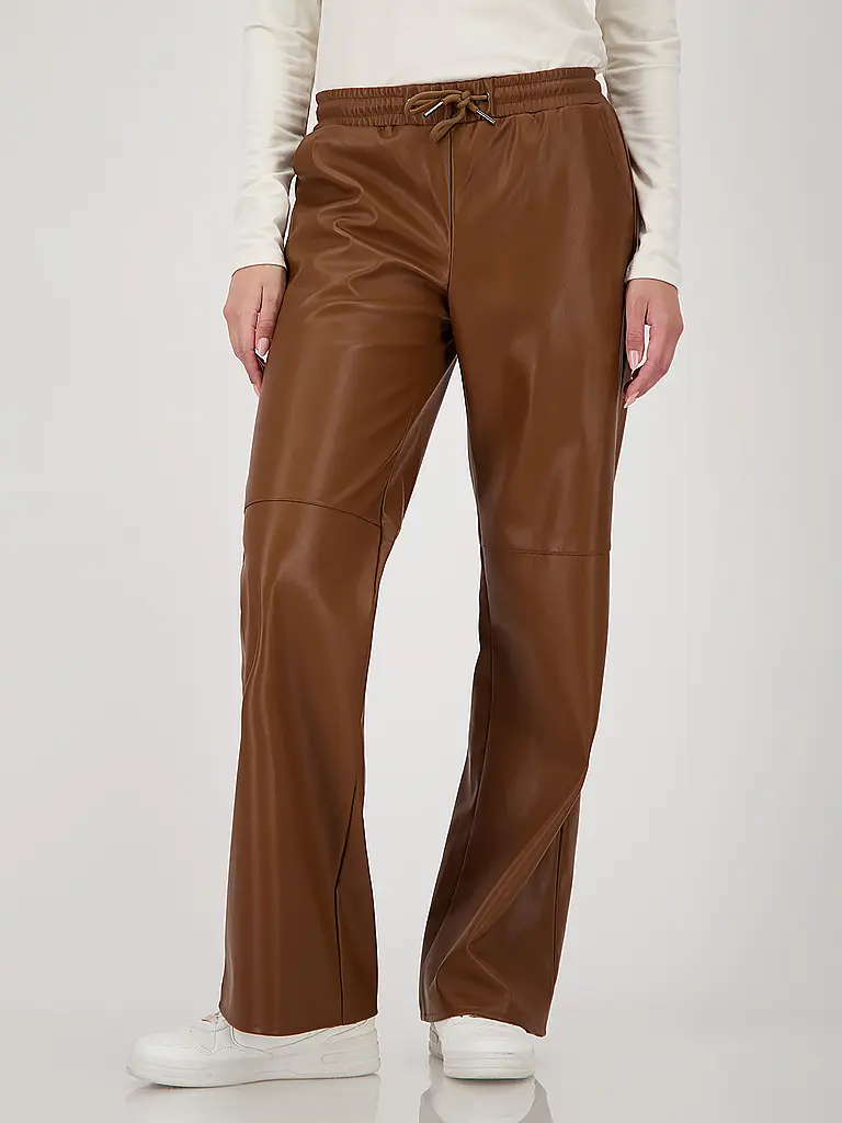 MONARI | Pantaloni effetto pelle | Marrone chiaro