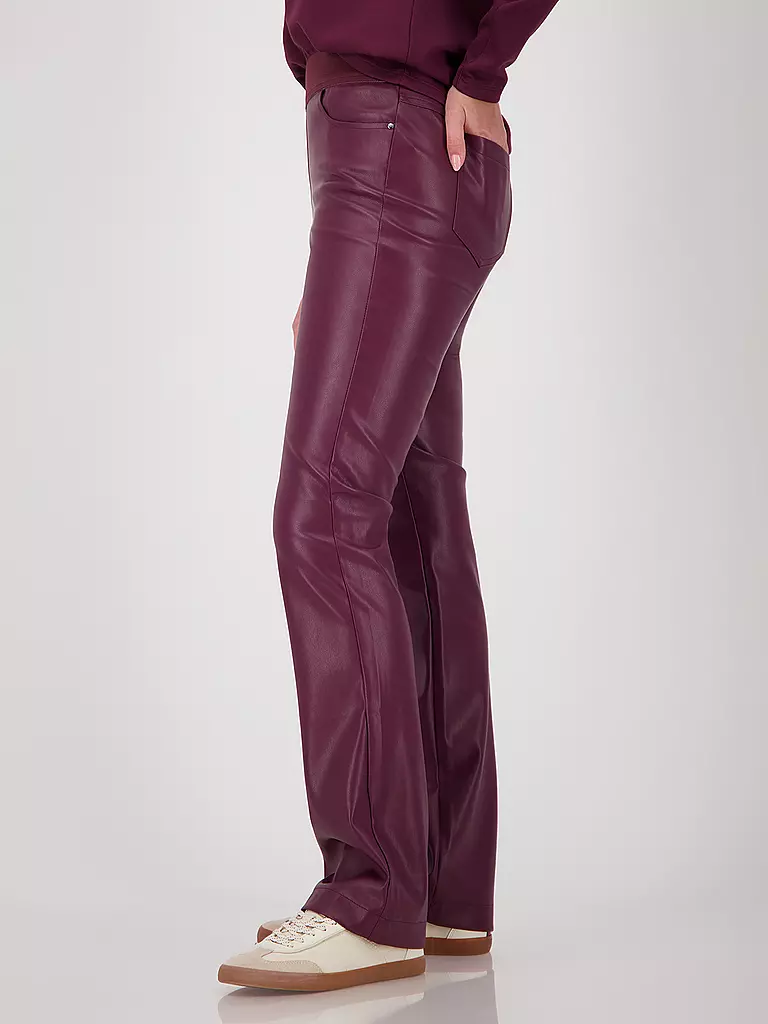 MONARI | Pantaloni effetto pelle | Rosso scuro