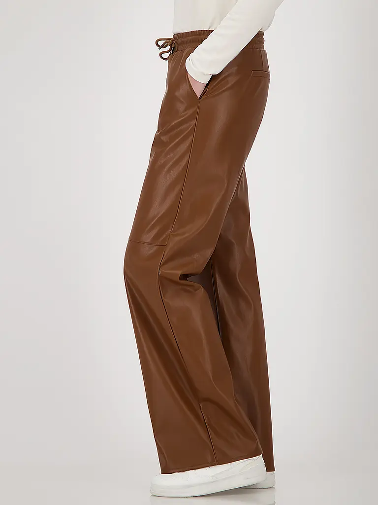 MONARI | Pantaloni effetto pelle | Marrone chiaro
