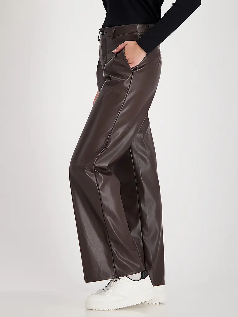 MONARI | Pantaloni wide leg effetto pelle | 