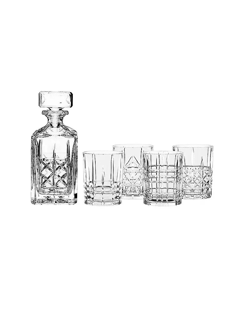 NACHTMANN | Set da whisky "Highland" da 5 pezzi (caraffa e 4 bicchieri tumbler) | Trasparente