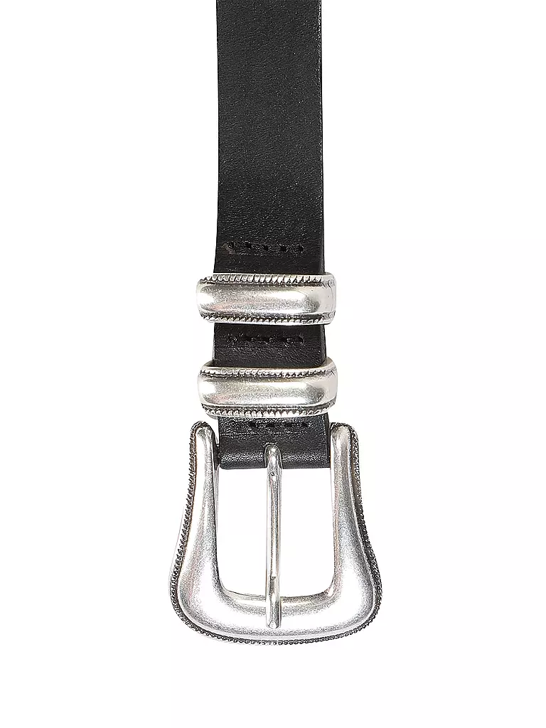NUDIE JEANS | Cintura in pelle WESTERN SILVER BELT | Nero